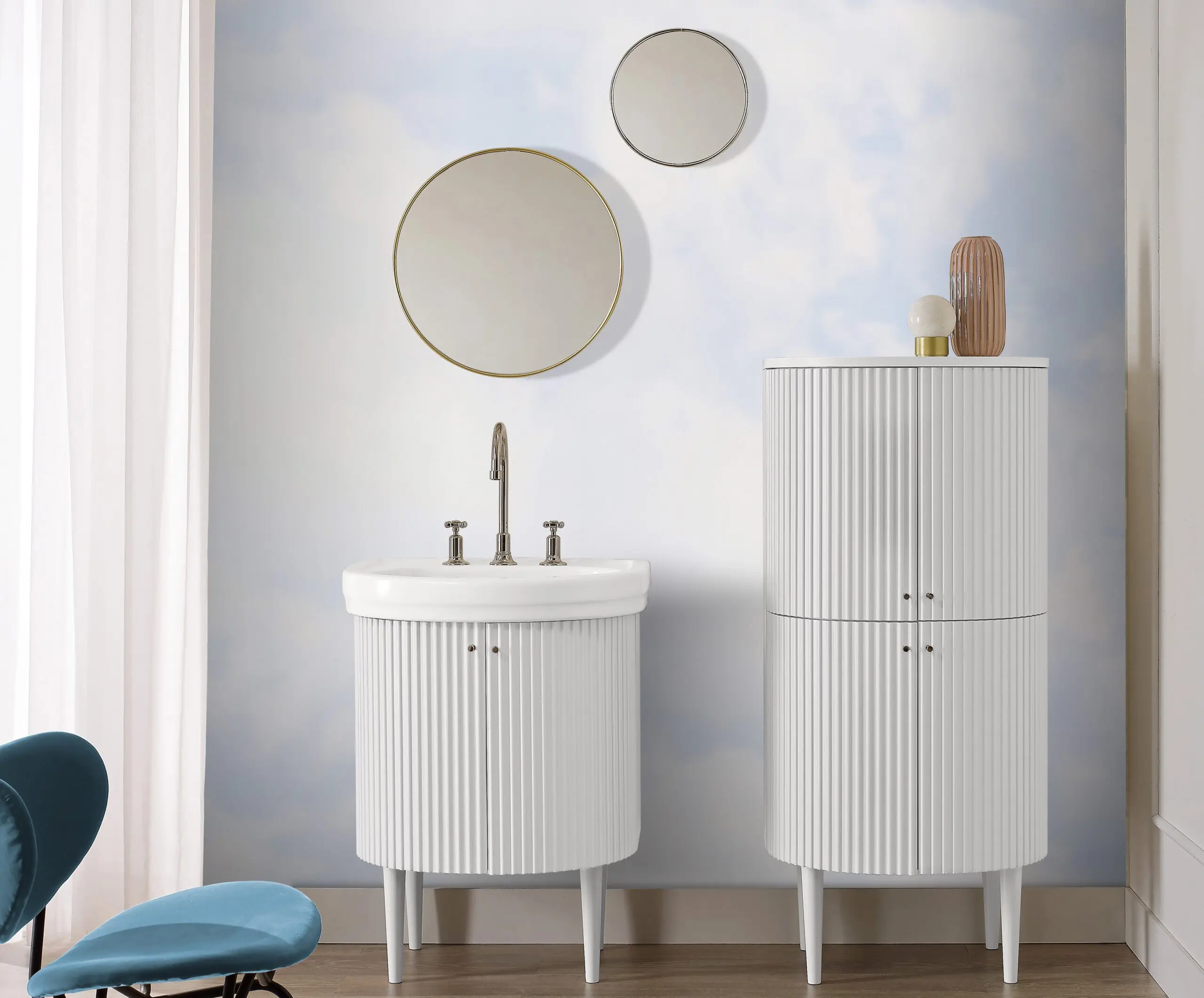 Sbordoni mobile lavabo Plisse colore Cloud Dancer