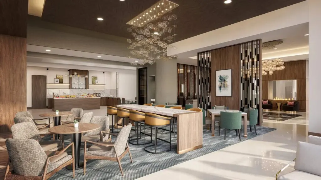 L'area breakfast dell'Apiary Hotel, Denver, Marriott